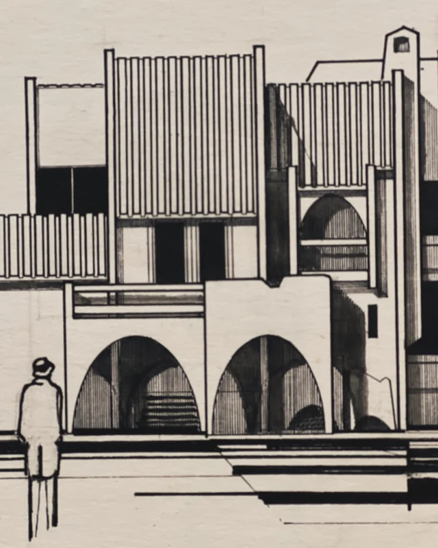 TR | Nafi Çil’in 1977 tarihli Çeşmealtı Evi çizimleri, bir yapıyı tarif etmenin ötesinde kendi başlarına birer grafik değere sahip. Çizgi yoğunlukları ve taramalarla kurulan derinlik, ışık ve gölge; bitkiler ve insan figürleriyle birlikte cephe çizimlerini neredeyse resimsel bir kompozisyona dönüştürüyor. Bu çizimler aynı zamanda Nafi Çil’in mimarlığı ile ressamlığı arasındaki sürekli etkileşimin de birer kanıtı niteliğinde.EN | Nafi Çil’s 1977 drawings for the Çeşmealtı House, extending beyond their role in describing the building, possess a graphic quality of their own. Through variations in line density and hatching, depth, light and shadow, together with figures and vegetation, transform the elevation drawings into almost painterly compositions. They also stand as evidence of the continuous interplay between Nafi Çil’s architecture and his painting.#naficil #architecture #residentialarchitecture #cesmealti #mediterraneanarchitecture